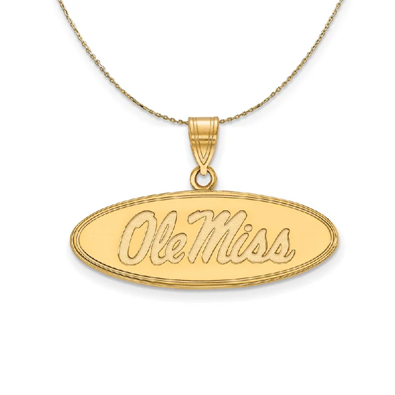 sprig pendant necklace-14k Yellow Gold U. of Mississippi Md Oval Logo Necklace