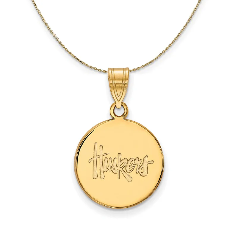 sprig charm necklace-14k Yellow Gold U. of Nebraska Medium 'Huskers' Disc Necklace