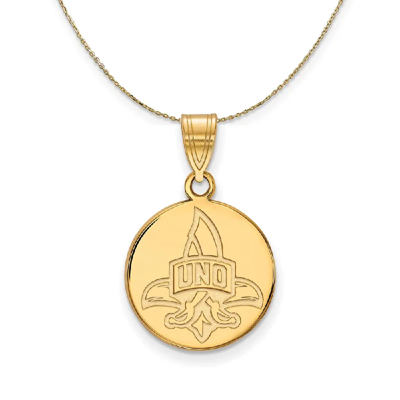 14k Yellow Gold U. of New Orleans Medium Disc Necklace