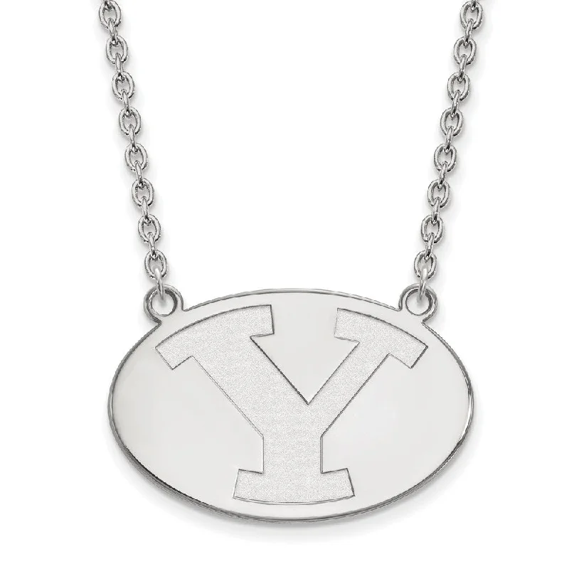 adaptable friendship necklace-Sterling Silver Brigham Young U Large Initial Y Pendant Necklace