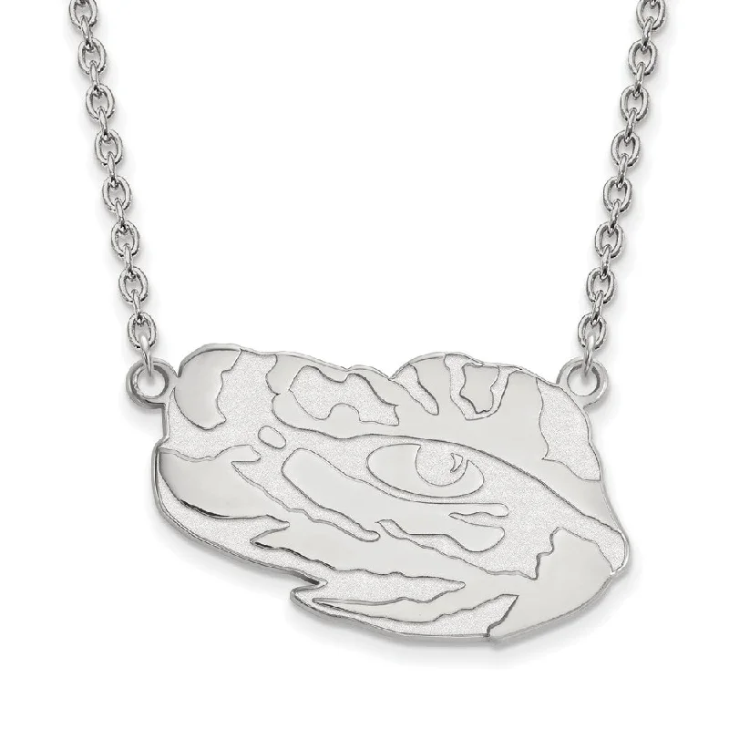 Sterling Silver Louisiana State Large Pendant Necklace