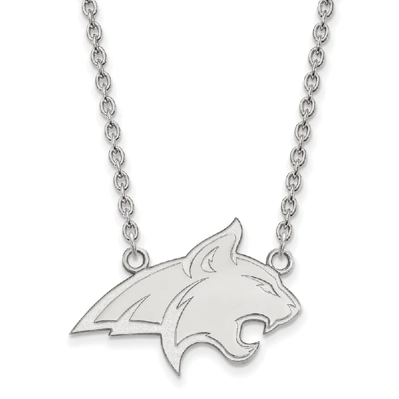 ripple-shaped charm necklace-Sterling Silver Montana State Large Mascot Pendant Necklace