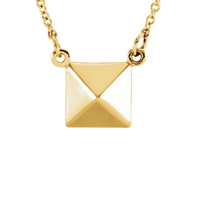 Polished Pyramid Necklace in 14k Yellow Gold, 16.25 Inch