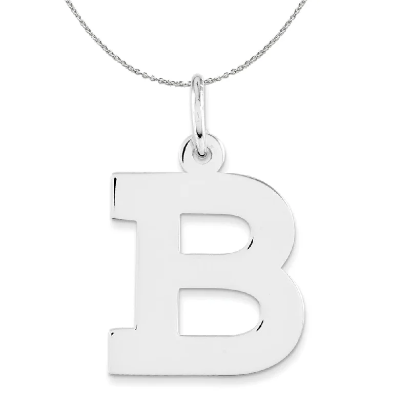 Silver Amanda Collection Medium Block Style Initial B Necklace