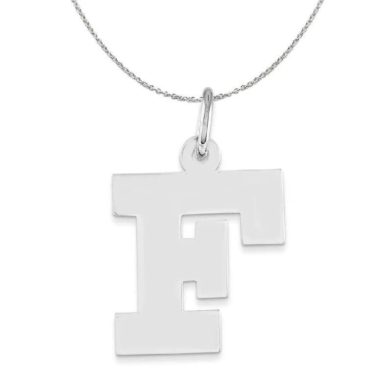 adaptable birthstone necklace-Silver Amanda Collection Medium Block Style Initial F Necklace