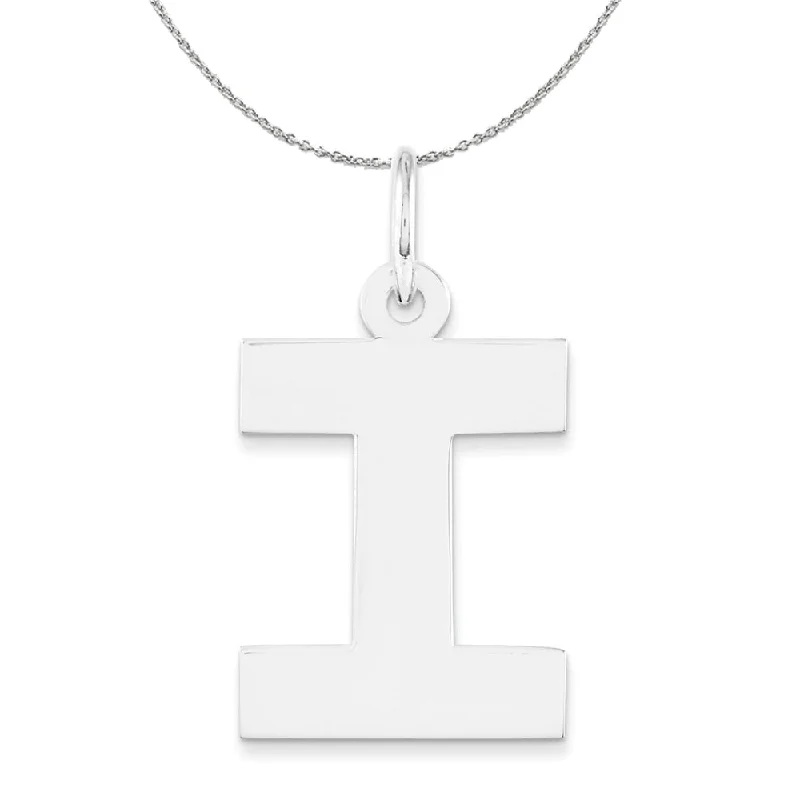 Silver Amanda Collection Medium Block Style Initial I Necklace