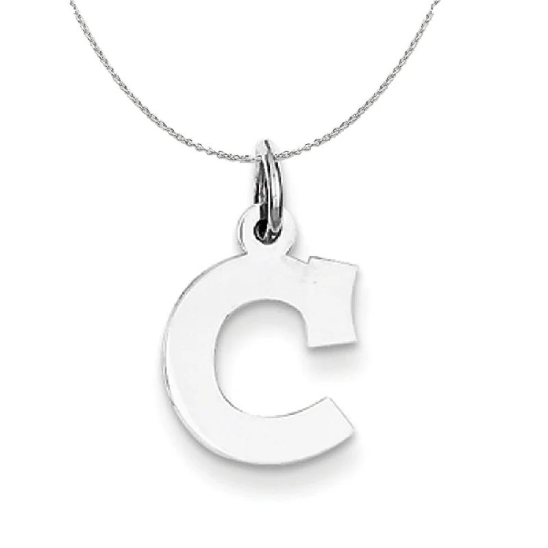 Silver, Amanda Collection Small Block Style Initial C Necklace