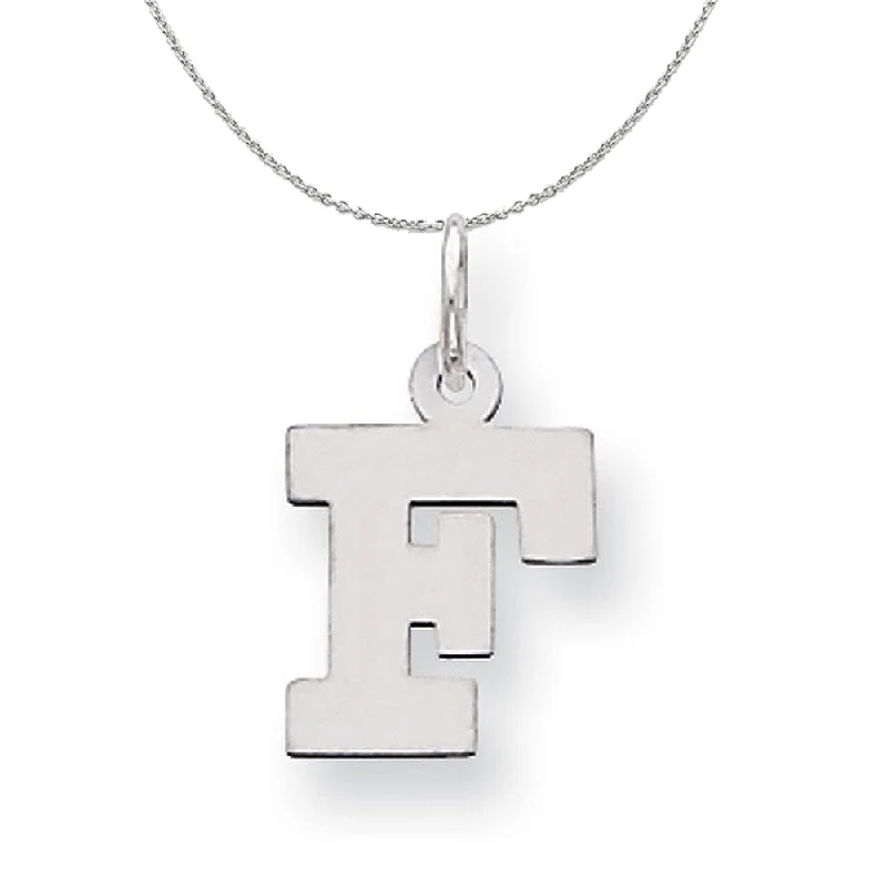 Silver, Amanda Collection Small Block Style Initial F Necklace