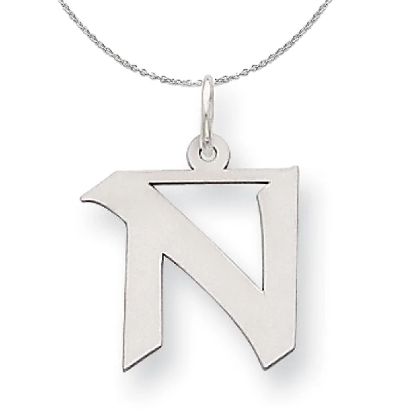 Silver Karlie Collection Artisan Block Initial Charm Letter N Necklace