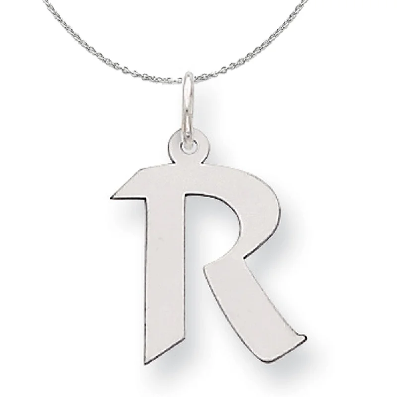 chiseled letter necklace-Silver Karlie Collection Artisan Block Initial Charm Letter R Necklace