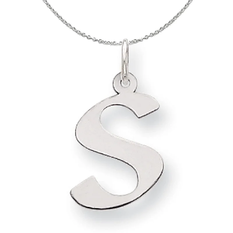 sapphire stone necklace-Silver Karlie Collection Artisan Block Initial Charm Letter S Necklace