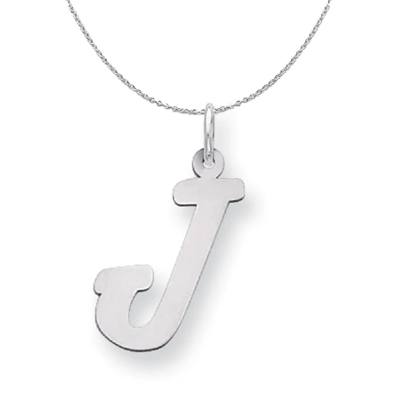 slender bar necklace-Silver Madison Collection LG Classic Script Initial J Necklace