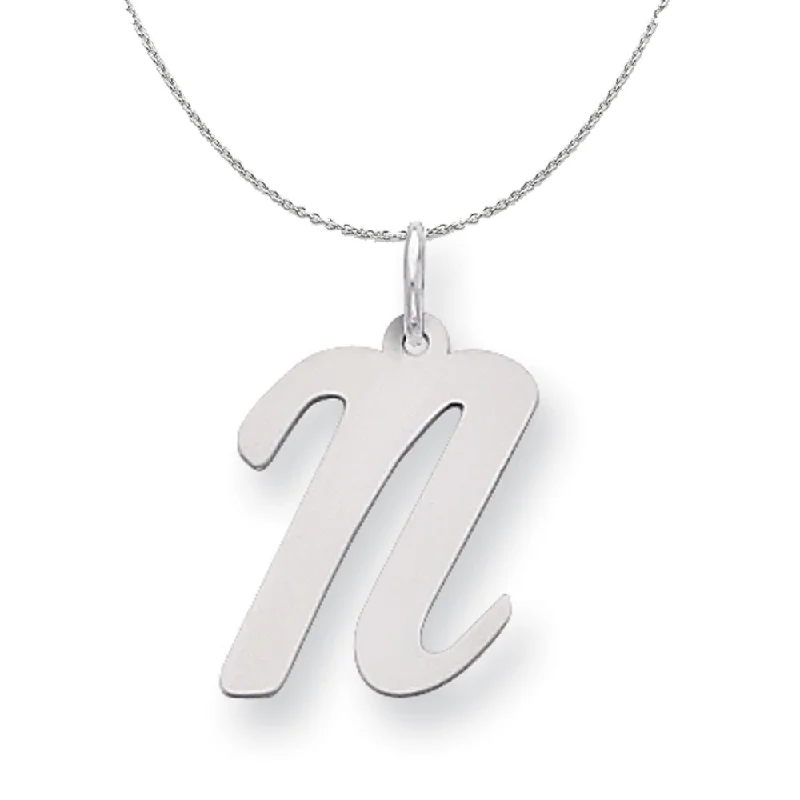 Silver Madison Collection LG Classic Script Initial N Necklace