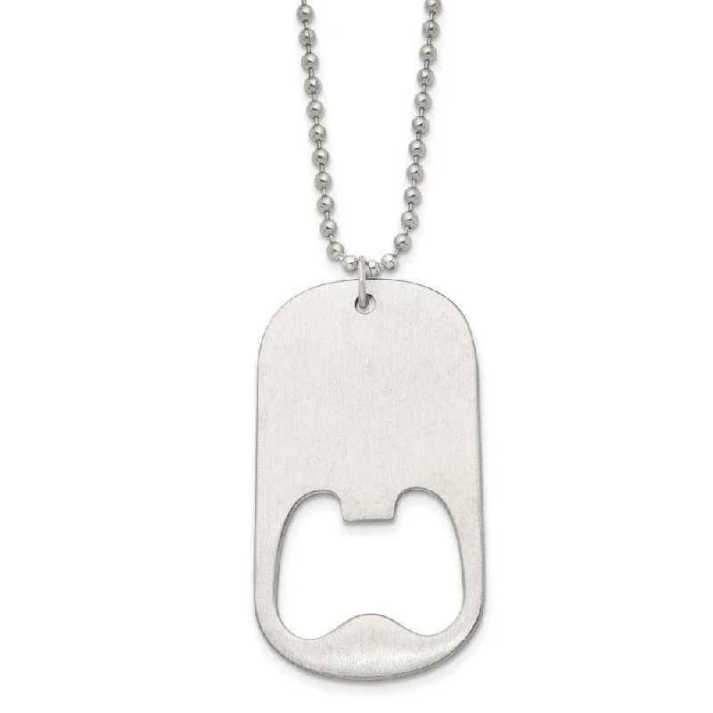 Stainless Steel LG Functional Bottle Opener Dog Tag Necklace, 22 Inch