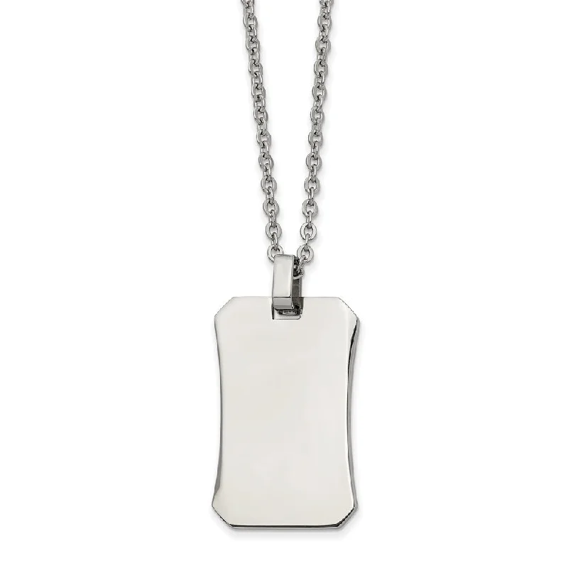 sturdy statement necklace-Stainless Steel Polished Octagonal Dog Tag Necklace, 22 Inch