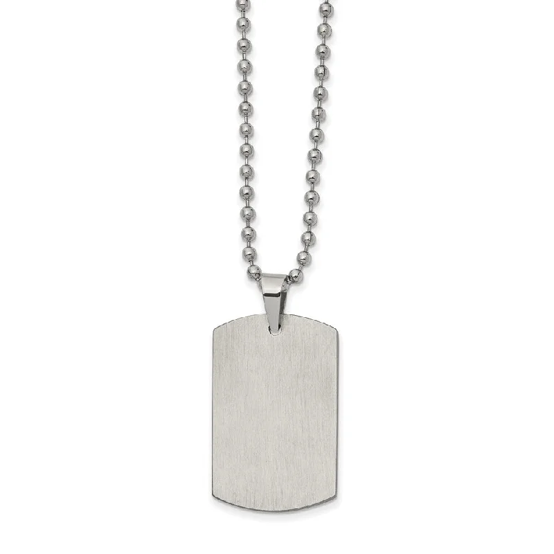 drifter morganite necklace-Stainless Steel Reversible Engravable Dog Tag Necklace, 22 Inch