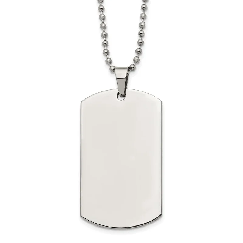 Stainless Steel Reversible LG 29x49mm Dog Tag Necklace, 24 Inch