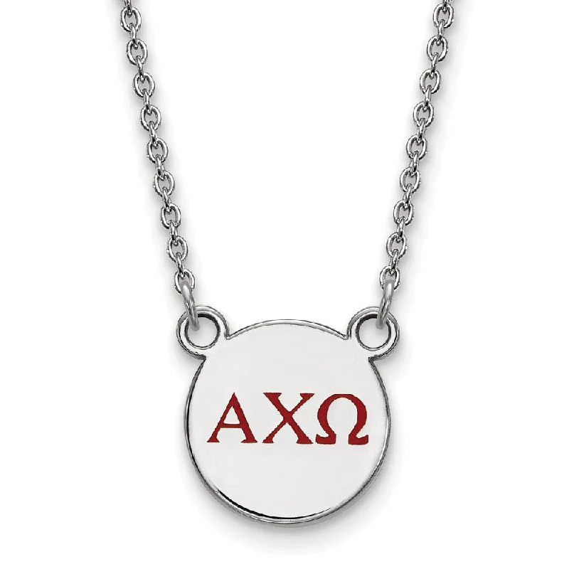 custom orbit necklace-Sterling Silver Alpha Chi Omega Small Red Enamel Greek Necklace