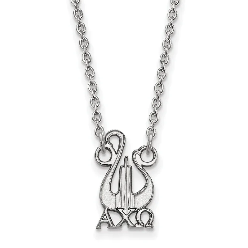 ripple-shaped layered necklace-Sterling Silver Alpha Chi Omega Small Necklace