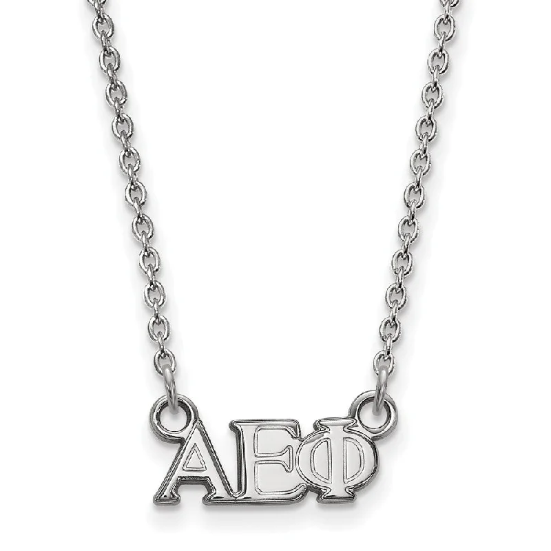 slender gold necklace-Sterling Silver Alpha Epsilon Phi XS (Tiny) Greek Letters Necklace