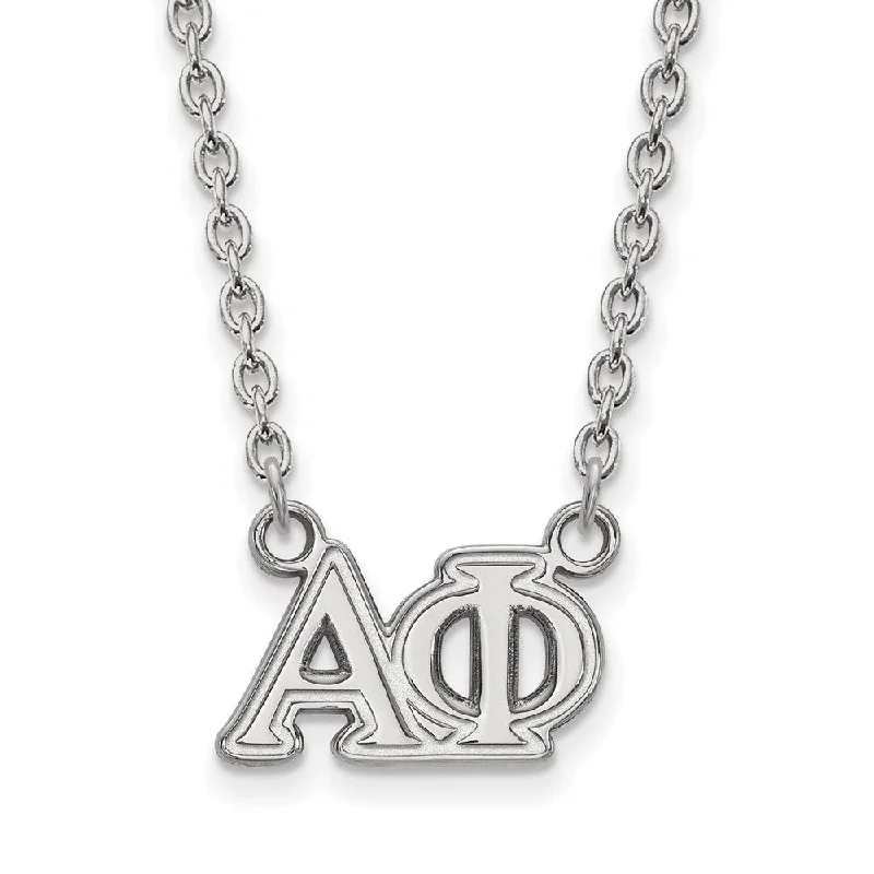 sprig drop necklace-Sterling Silver Alpha Phi Medium Necklace