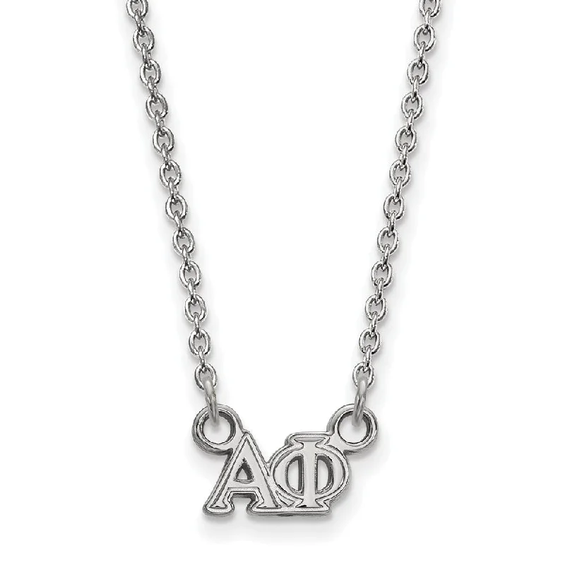 sprig charm necklace-Sterling Silver Alpha Phi XS (Tiny) Greek Letters Necklace