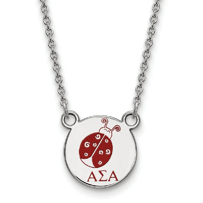 Sterling Silver Alpha Sigma Alpha Small Enamel Necklace