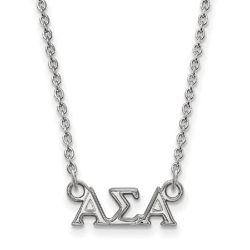 aquamarine drop necklace-Sterling Silver Alpha Sigma Alpha XS (Tiny) Greek Letters Necklace