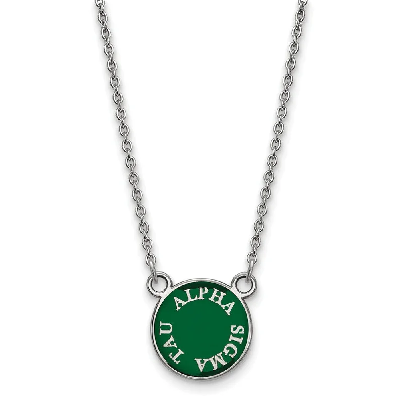 chiseled letter necklace-Sterling Silver Alpha Sigma Tau XS (Tiny) Enamel Necklace