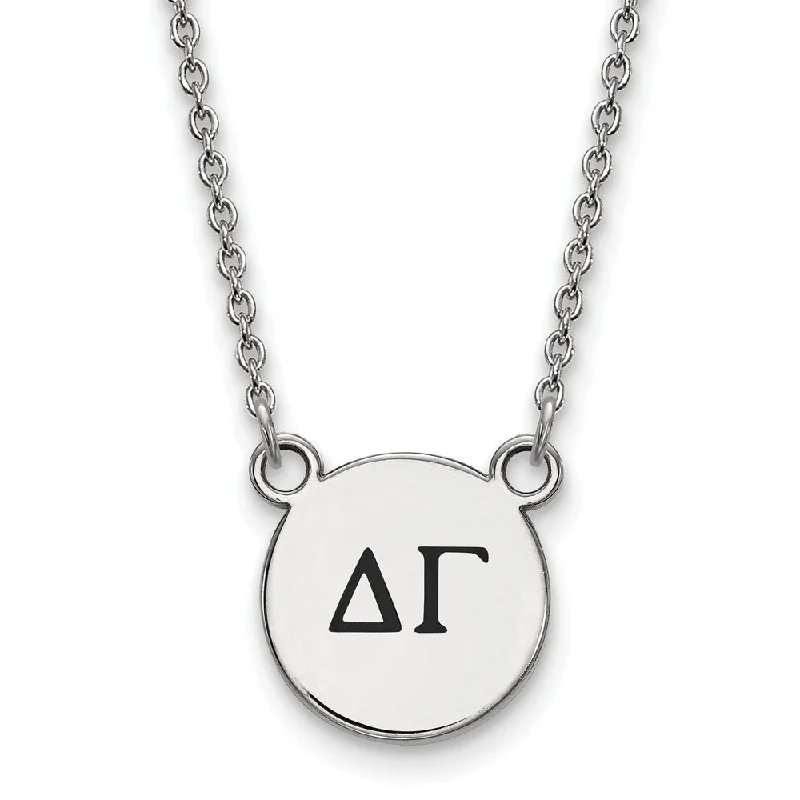 Sterling Silver Delta Gamma Small Enamel Greek Letters Necklace