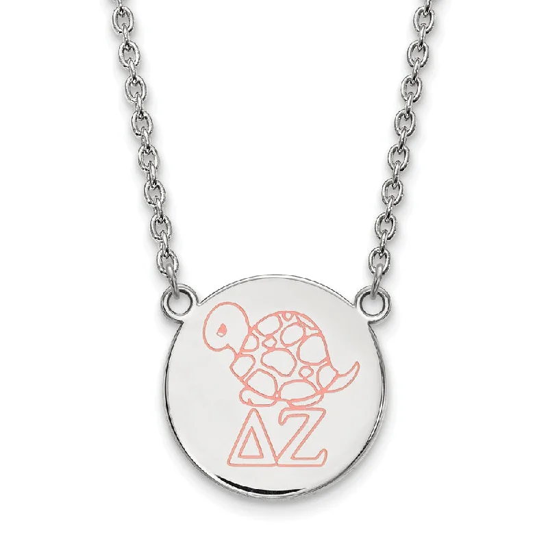 sprig engraved necklace-Sterling Silver Delta Zeta Large Enamel Necklace