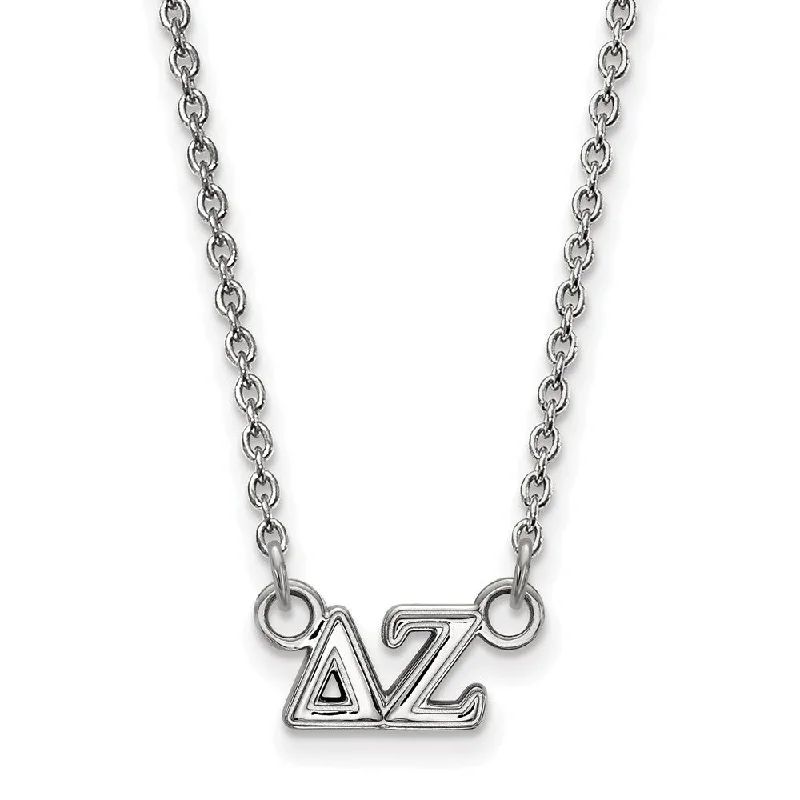 aquamarine drop necklace-Sterling Silver Delta Zeta XS (Tiny) Greek Letters Necklace