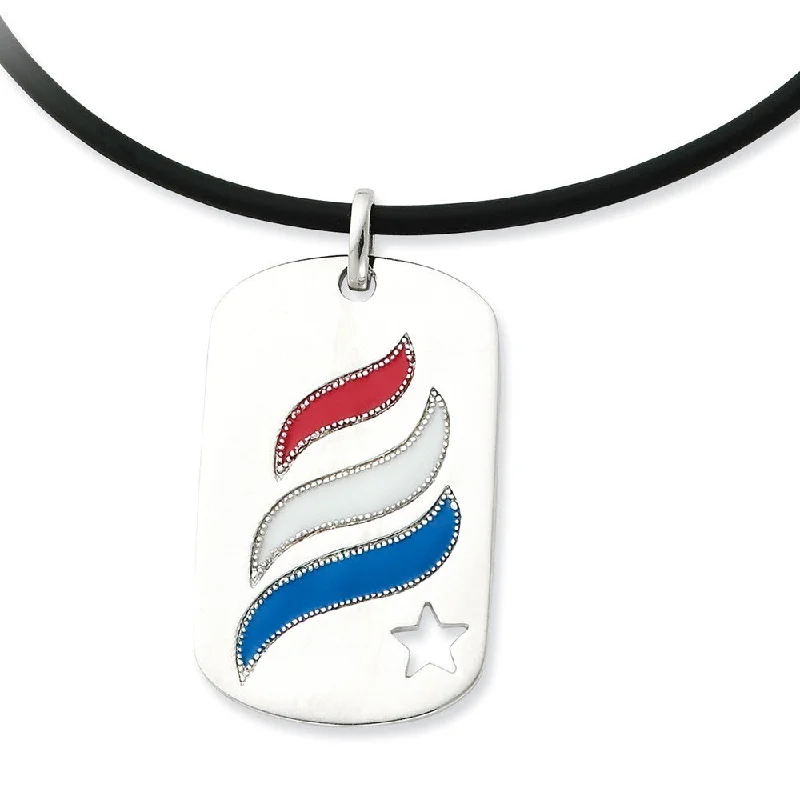 Sterling Silver & Enamel Embrace Hope Dog Tag Necklace, 22 Inch