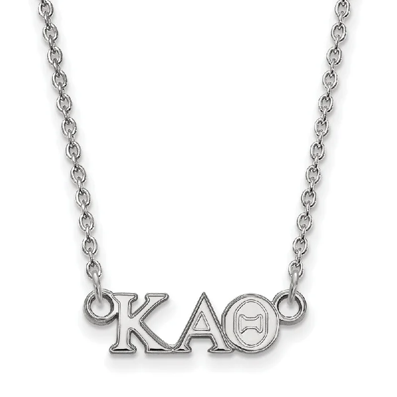 sculpted silver chain necklace-Sterling Silver Kappa Alpha Theta XS (Tiny) Greek Letters Necklace