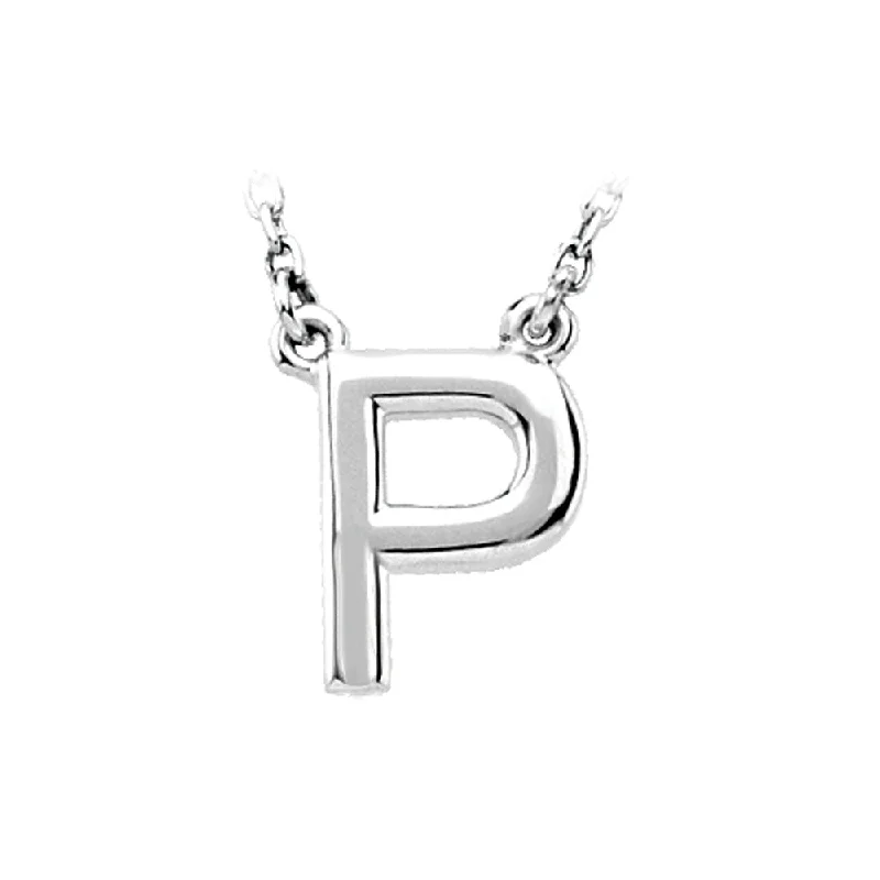 chiseled love necklace-Sterling Silver, Kendall Collection, Block Initial P Necklace, 16 Inch