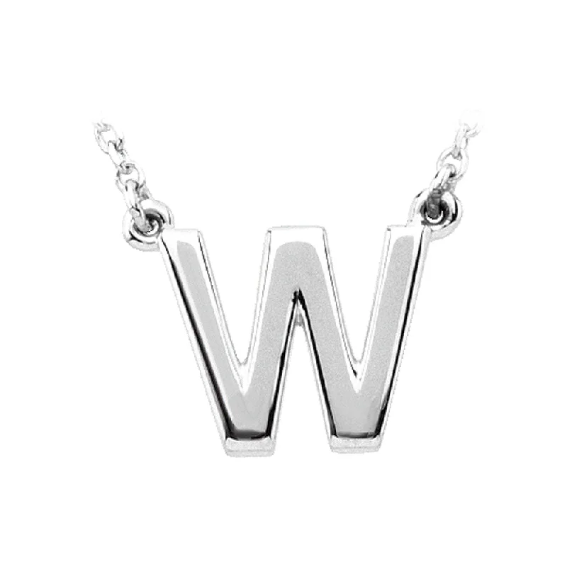 gothic diamond necklace-Sterling Silver, Kendall Collection, Block Initial W Necklace, 16 Inch