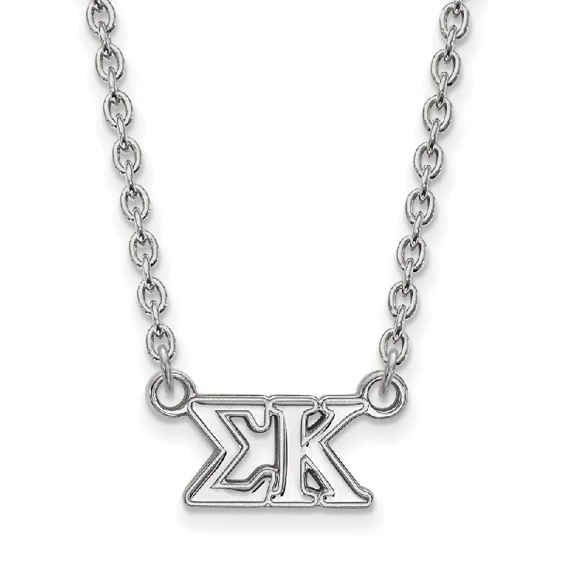 pearl interlocked necklace-Sterling Silver Sigma Kappa Medium Necklace