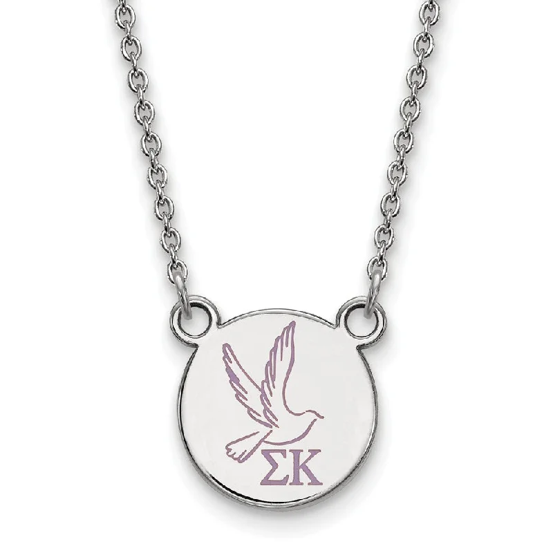 sprig drop necklace-Sterling Silver Sigma Kappa Small Enamel Necklace