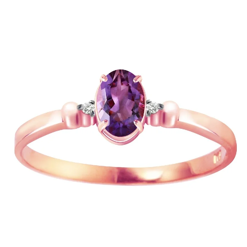 topaz band ring-0.46 Carat 14k Rose Gold Amethyst Gemstone Ring w/ Diamond Accents