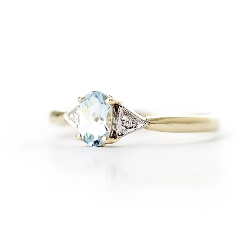 trillion cut diamond ring-0.46 Carat 14k Solid Gold Aquamarine Gemstone Ring w/ Diamond Accents