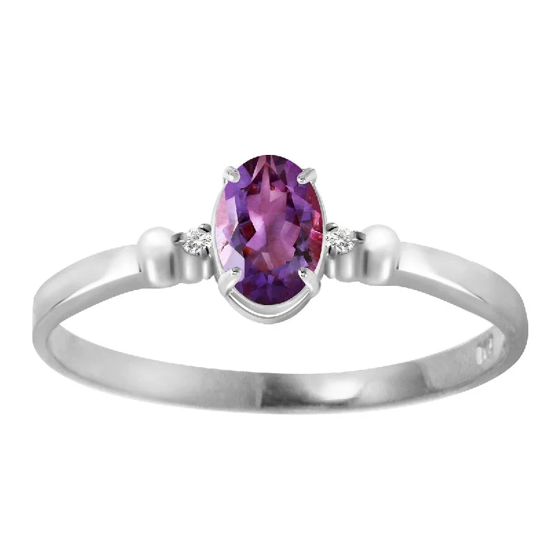 matte black onyx ring-0.46 Carat 14k White Gold Amethyst Gemstone Ring w/ Diamond Accents