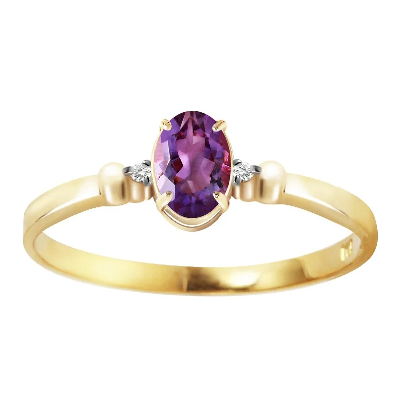 tech matte ring-0.46 Carat 14k Yellow Gold Amethyst Gemstone Ring w/ Diamond Accents