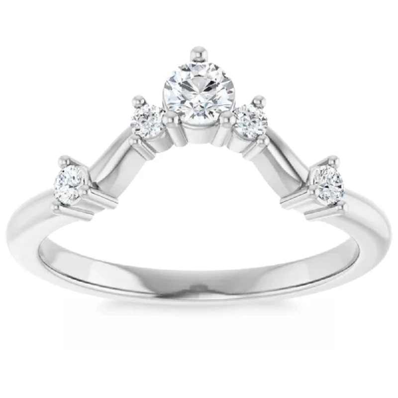 retro-style promise ring-1/2Ct Diamond V Shape Contour Wedding Guard Ring Lab Grown 14k Gold