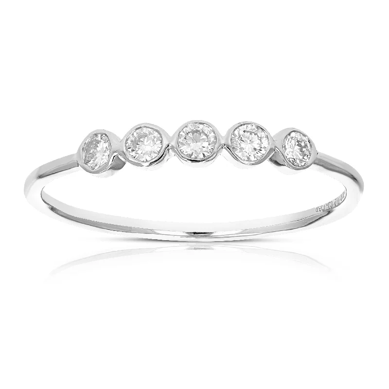 floral sprig ring-1/5 cttw Diamond Engagement Ring for Women, Round Lab Grown Diamond Engagement Ring in .925 Sterling Silver, Bezel Setting