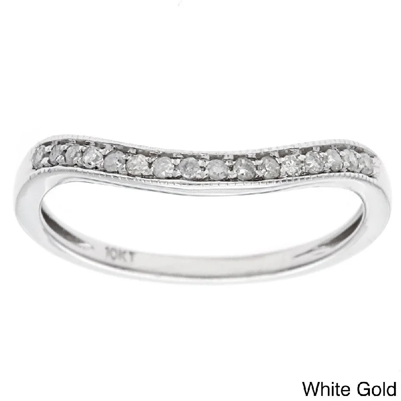 small initial ring-10k Gold 1/6ct Curved Pave Diamond Band