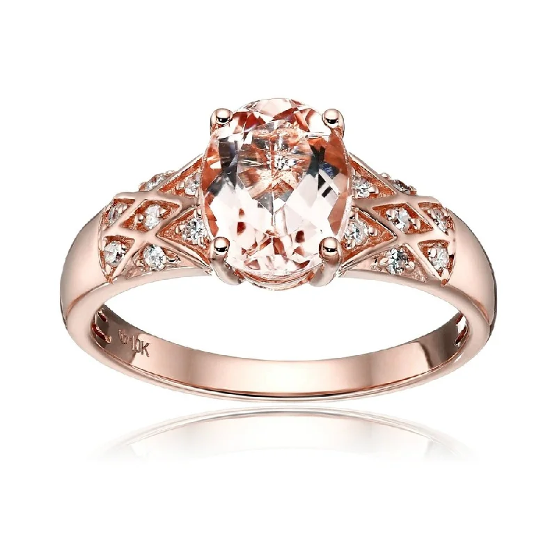 topaz band ring-10k Rose Gold Morganite and Diamond Ring