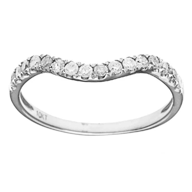 distressed silver ring-10k White Gold 1/3ct TDW Diamond Pave Curved Band (G-H, I1-I2)