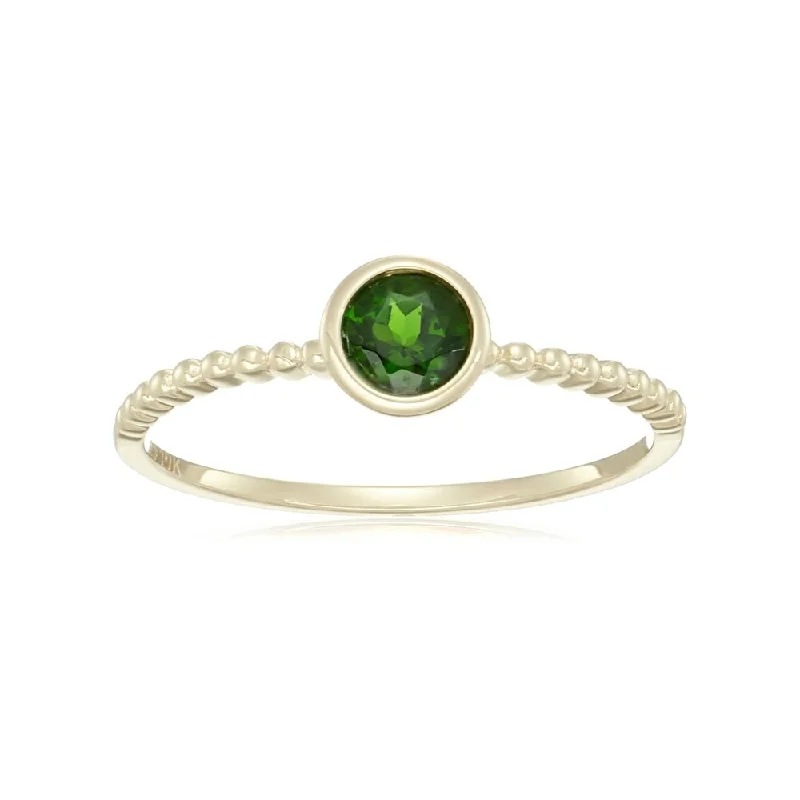 rose gold interlocked ring-10k Yellow Gold Chrome Diopside Solitaire Beaded Stackable Ring Size - 7