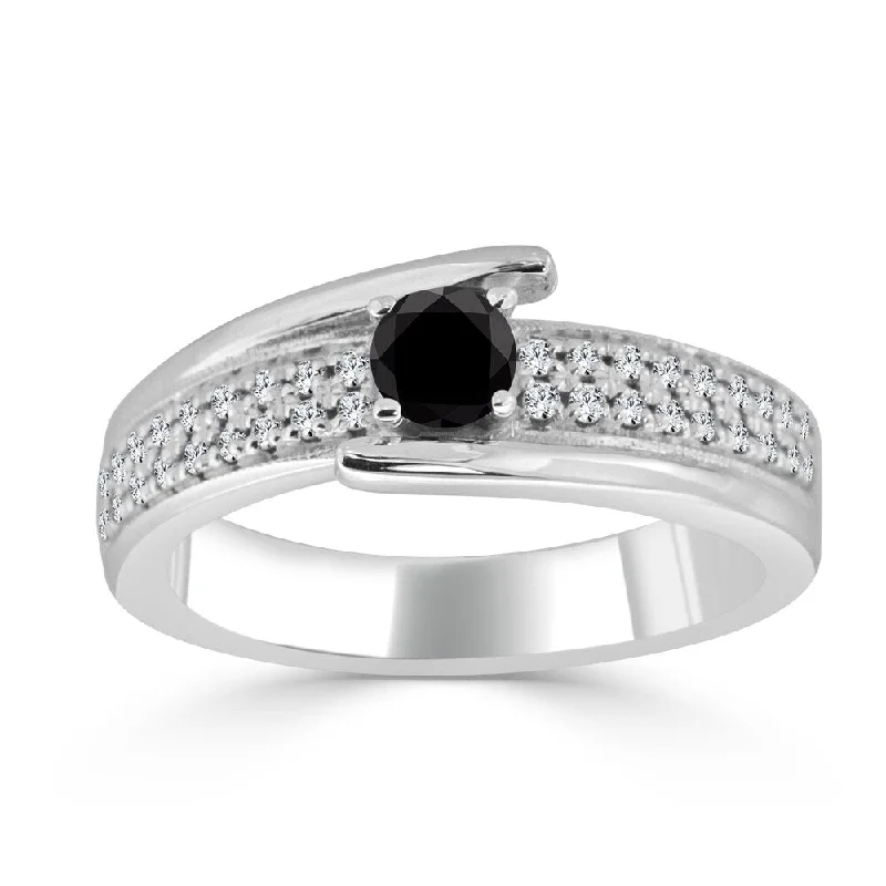 ripple-shaped promise ring-14k Gold 1/2ct TDW Round Black Diamond Engagement Ring by Auriya