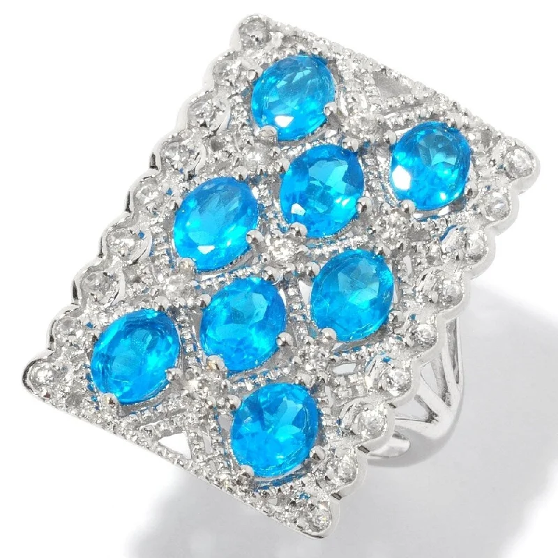 drifter stacking ring-14k Gold Apatite and White Zircon Rectangle Ring